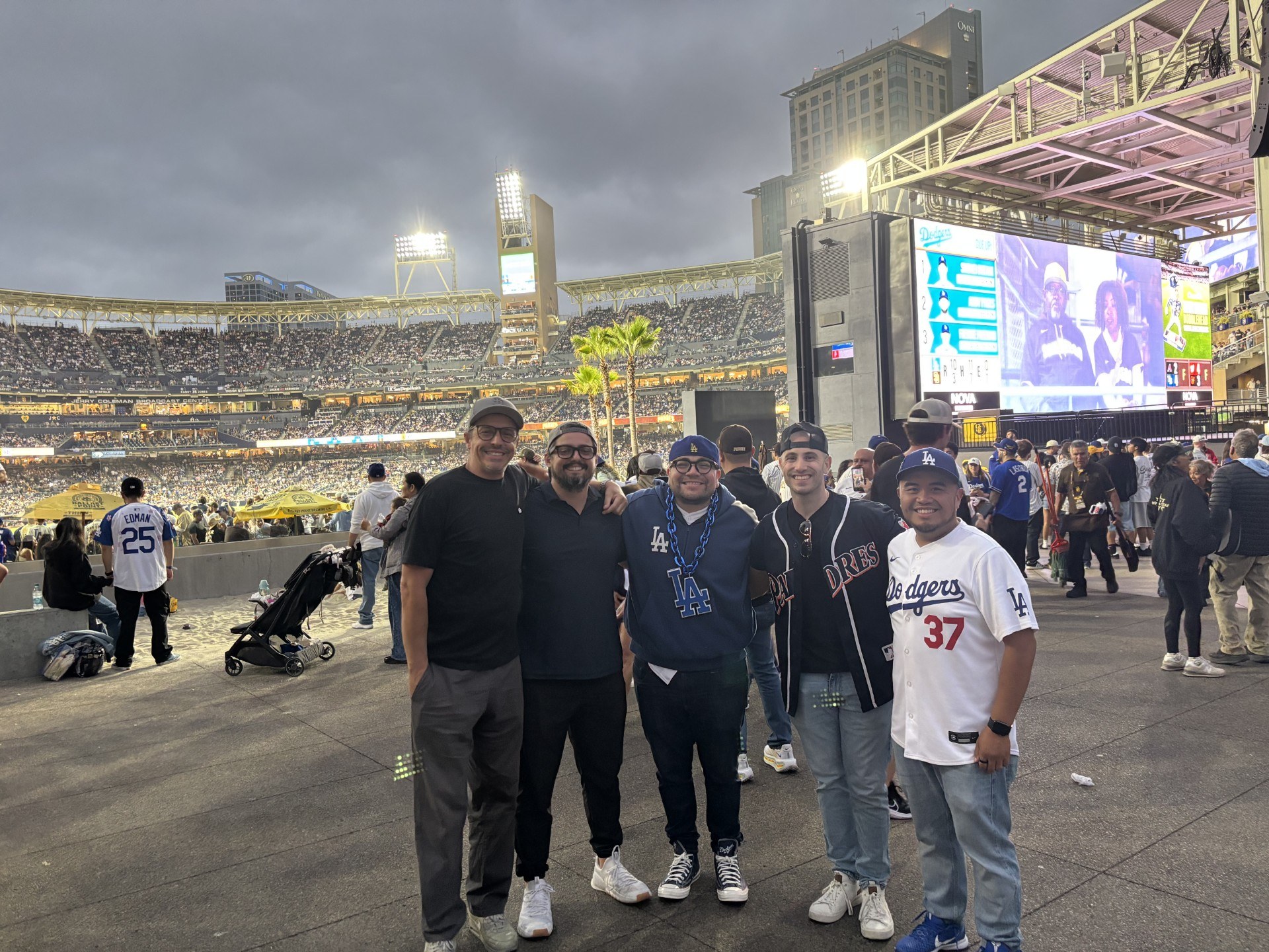 Kristoff with John, Daniel, Christian, and Lou at a baseball game